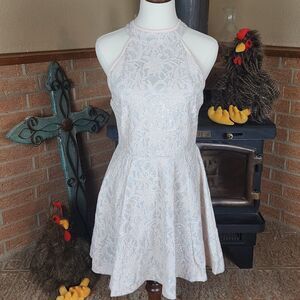 Honey and Rosie Fit and Flare Mini Dress Pink and Silver Size L